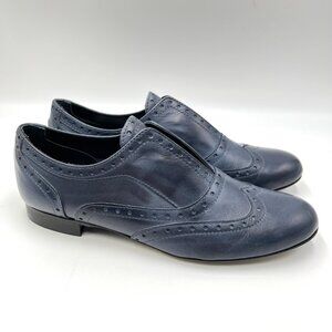 Massimo Matteo Womens Size 8 Blue Brogue Wingtip Slip On Oxfords Loafers‎ Shoes